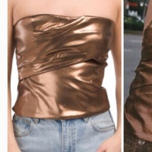 Zara gold/bronze strapless corset tube top